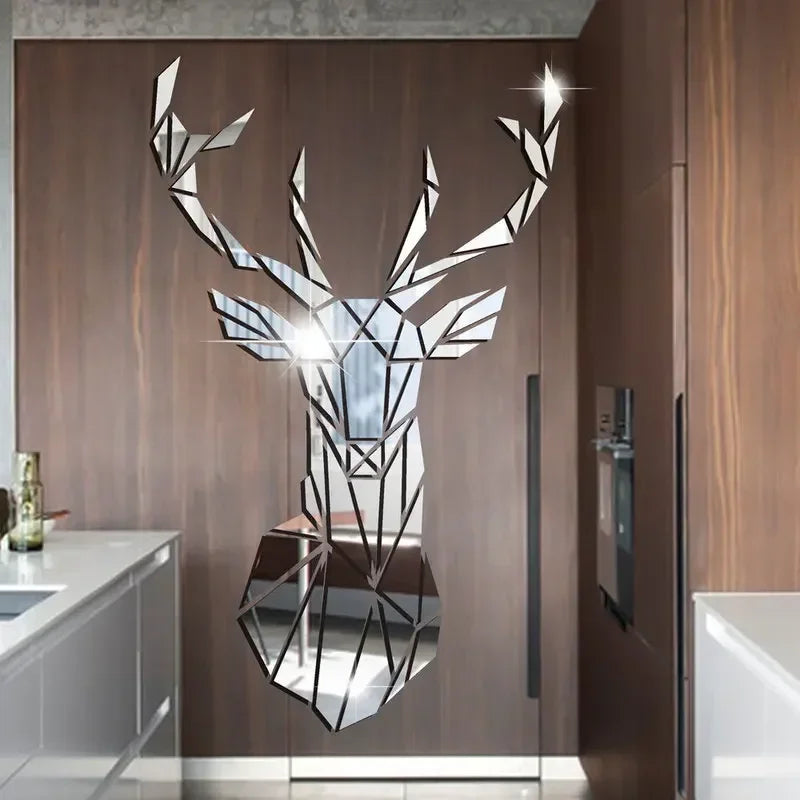 3D Mirror Reindeer Sticker, Wall Decoration