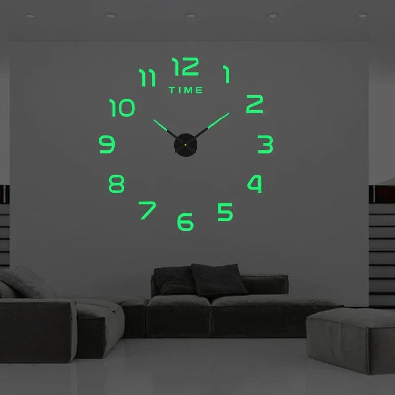 Large 3D wall clock with acrylic mirror