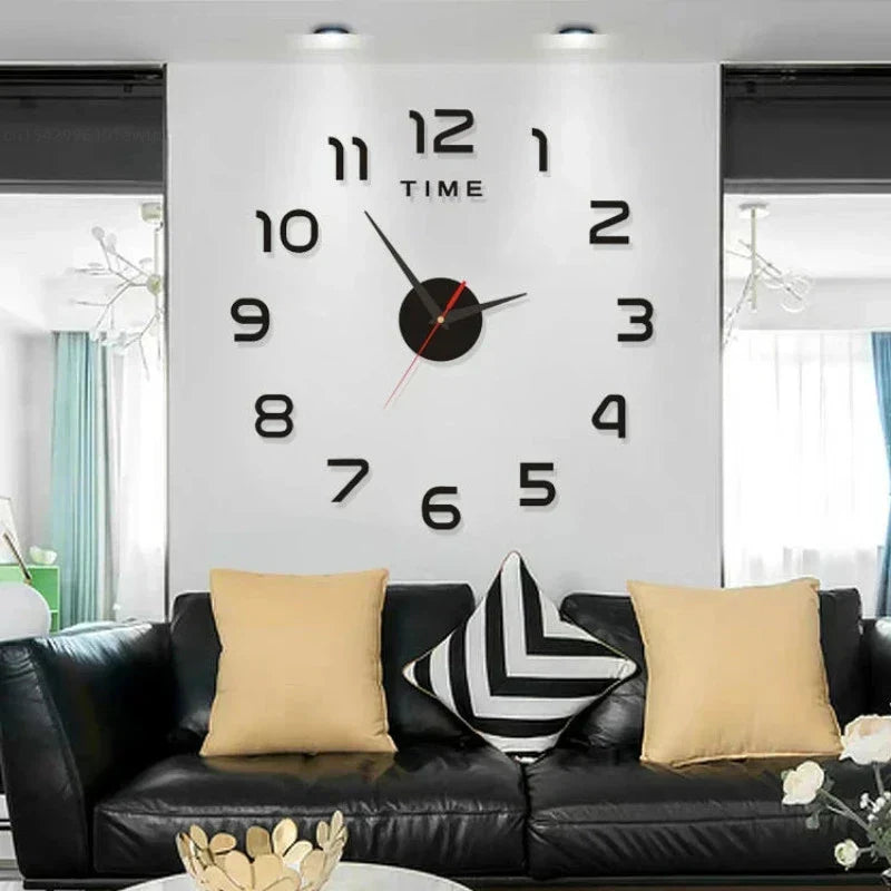 Large 3D wall clock with acrylic mirror