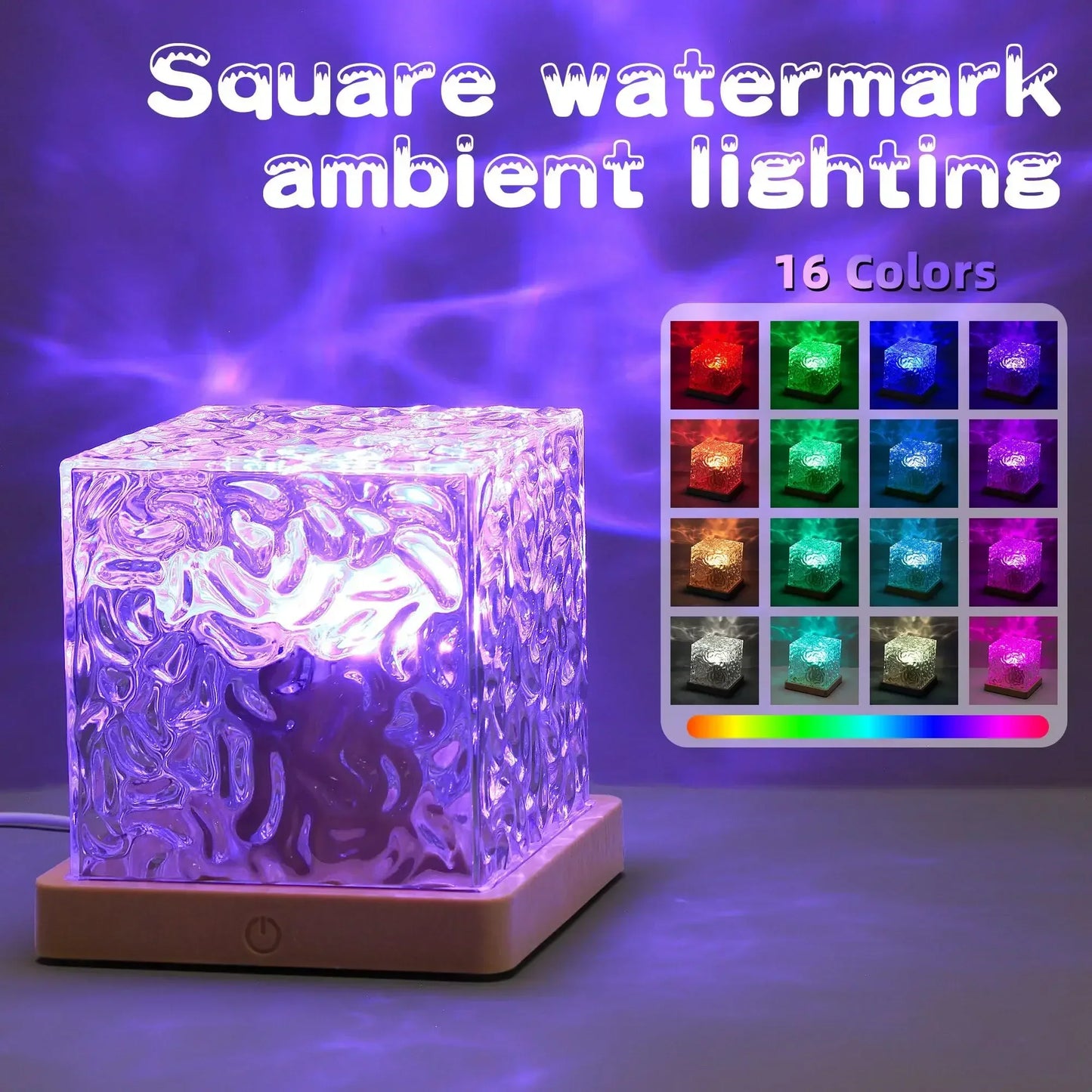 Water Projector Lamp, 16 Colors, Flame Night Lamp