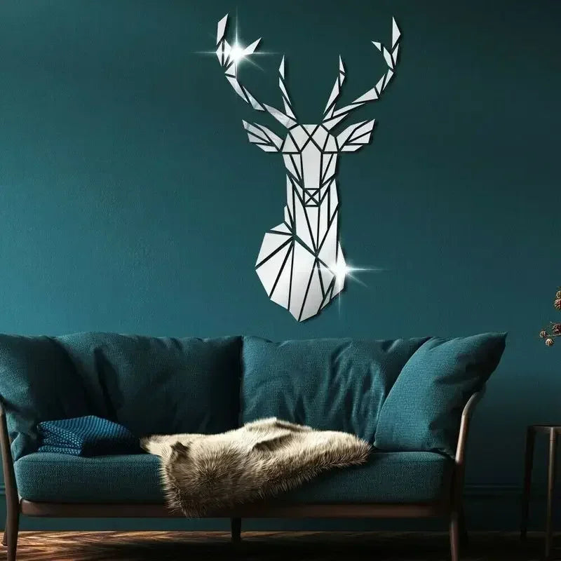 3D Mirror Reindeer Sticker, Wall Decoration