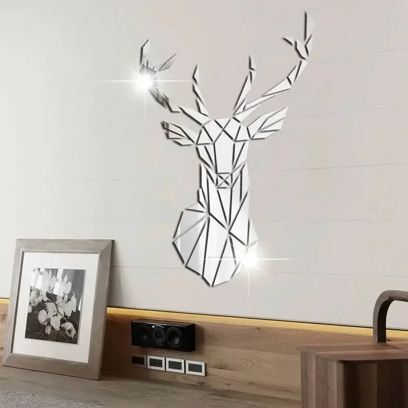 3D Mirror Reindeer Sticker, Wall Decoration