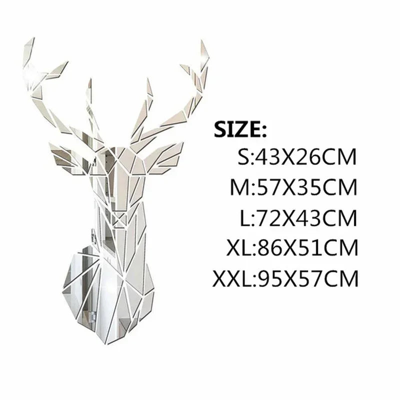 3D Mirror Reindeer Sticker, Wall Decoration