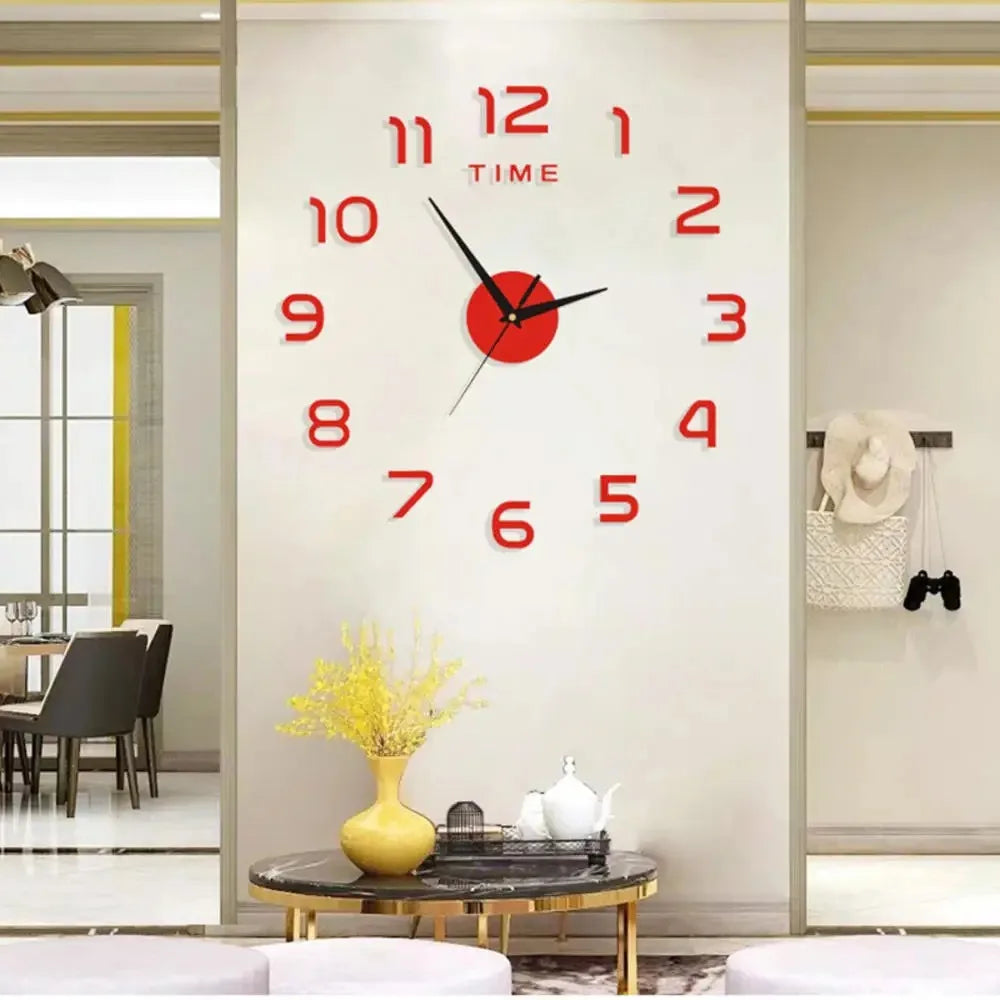 Large 3D wall clock with acrylic mirror