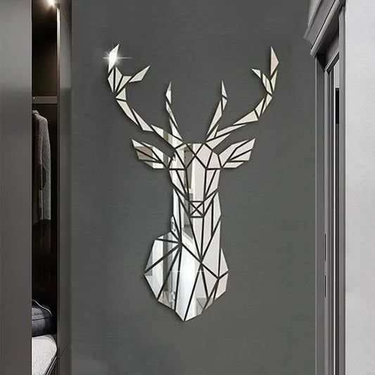 3D Mirror Reindeer Sticker, Wall Decoration