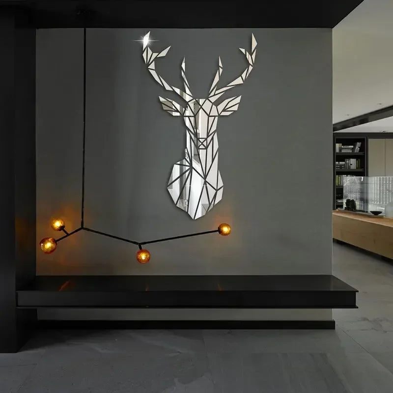 3D Mirror Reindeer Sticker, Wall Decoration