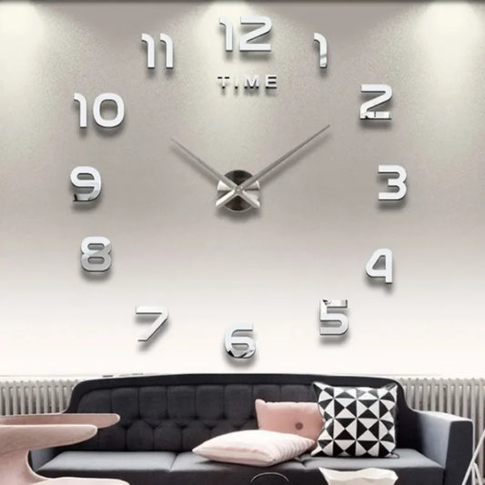 Large 3D wall clock with acrylic mirror