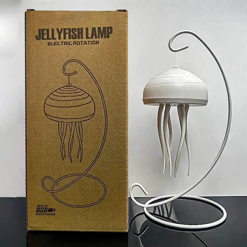 Decorative lamp with floating jellyfish