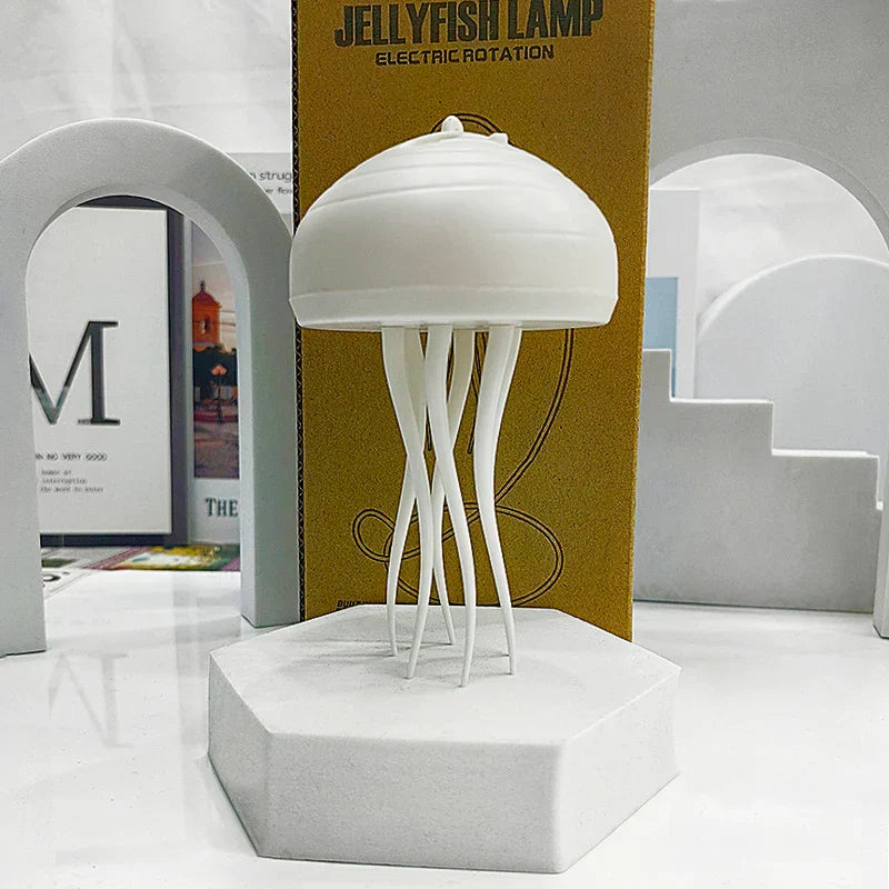 Decorative lamp with floating jellyfish